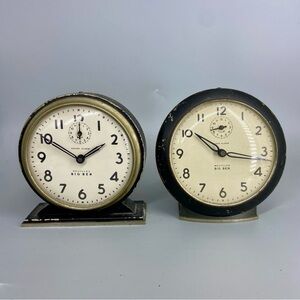Vintage Big Ben Westclox Alarm Clocks Pair Mid Century Time Pieces 1940’s
